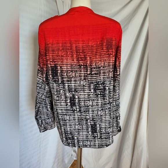 Calvin Klein Vibrant Red and Black Blouse, Size Medium - Picture 2 of 5